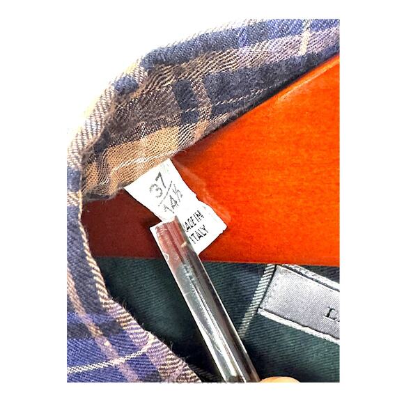🔴 Lanvin Patchwork Flannel Shirt - Multicolor Plaid 37 14.5 - Picture 8 of 9